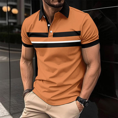 Men's Casual Polo Collar Button Business Digital Printed All-matching Top - ZAAPLI