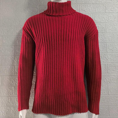 Turtleneck Solid Color Slim Fit Knit Sweater - ZAAPLI