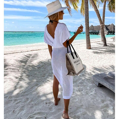 White Crochet Tunic Bikini Cover-ups - ZAAPLI