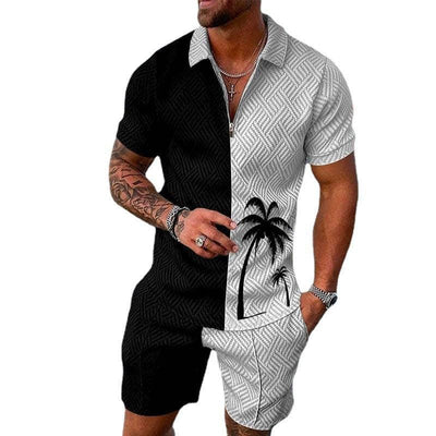 Fashion Casual Zipper Short Sleeve Suit - ZAAPLI