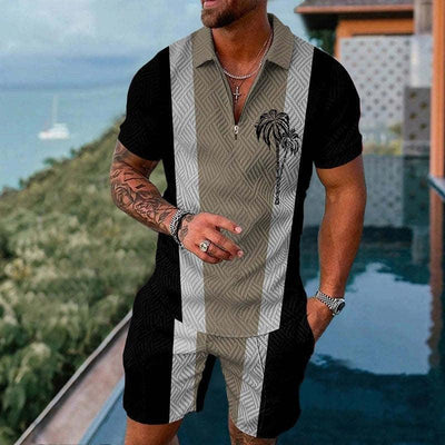 Fashion Casual Zipper Short Sleeve Suit - ZAAPLI