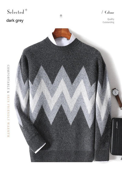 Men's Round Neck Thickened Pullover Wool Sweater - ZAAPLI