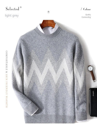 Men's Round Neck Thickened Pullover Wool Sweater - ZAAPLI