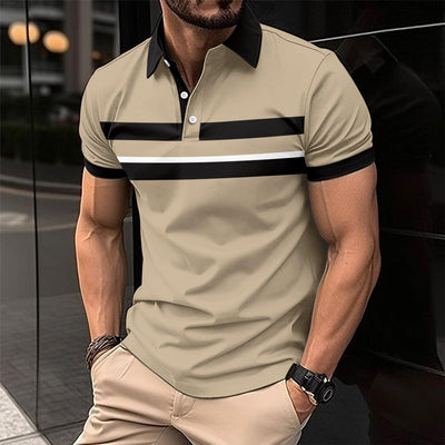 Men's Casual Polo Collar Button Business Digital Printed All-matching Top - ZAAPLI