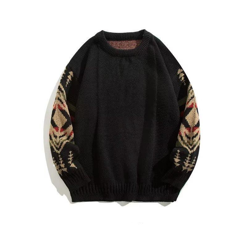 Men's Vintage Ethnic Style Round Neck Sweater - ZAAPLI