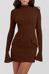 Mock Neck Long Sleeve Mini Dress