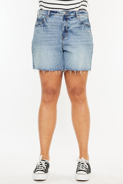 Kancan Full Size Raw Hem High Waist Denim Shorts