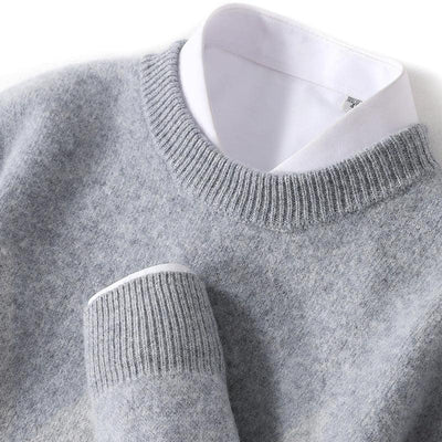 Men's Round Neck Thickened Pullover Wool Sweater - ZAAPLI