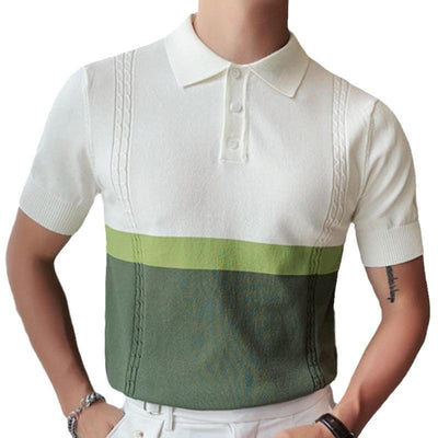 Men's Stitching Contrast Color Business Polo Shirt - ZAAPLI