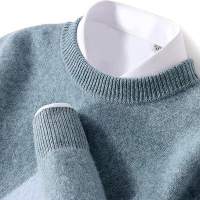 Men's Round Neck Thickened Pullover Wool Sweater - ZAAPLI