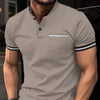 Men's Solid Standing Collar Pocket Short Sleeved - ZAAPLI