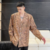 Lace Mesh Leopard Print Suit Collar Shirt Men's Lapel - ZAAPLI