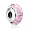 BAMOER 925 Sterling Silver Lovely Pink Flower European Murano Glass - ZAAPLI