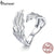 Bamoer 925 Sterling Silver Guardian Wings Open Ring Angel Wing