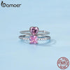 bamoer Real 925 Sterling Silver Pink Love CZ Ring For Fashion Women - ZAAPLI