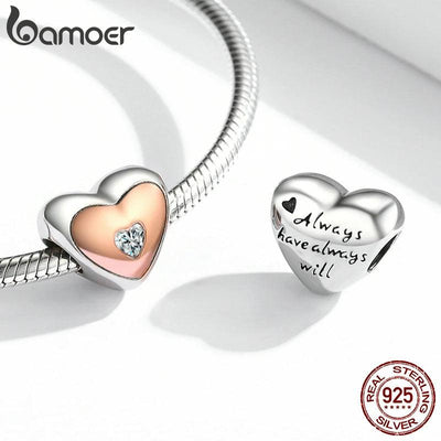 BAMOER 925 Sterling Silver Heart-shape Charm Beads Fit Original Charm - ZAAPLI