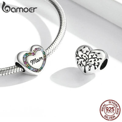 BAMOER 925 Sterling Silver Heart-shape Charm Beads Fit Original Charm - ZAAPLI