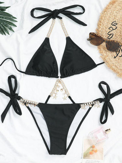 Chain Linked Rhinestone Sexy Swimwear - ZAAPLI