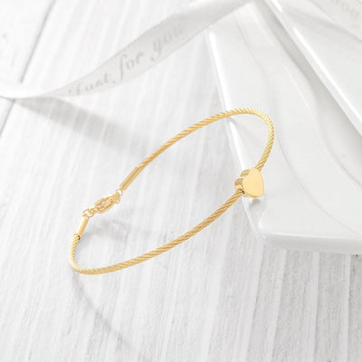 Classic Heart Cable Bangle Bracelet - ZAAPLI