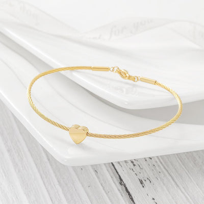 Classic Heart Cable Bangle Bracelet - ZAAPLI