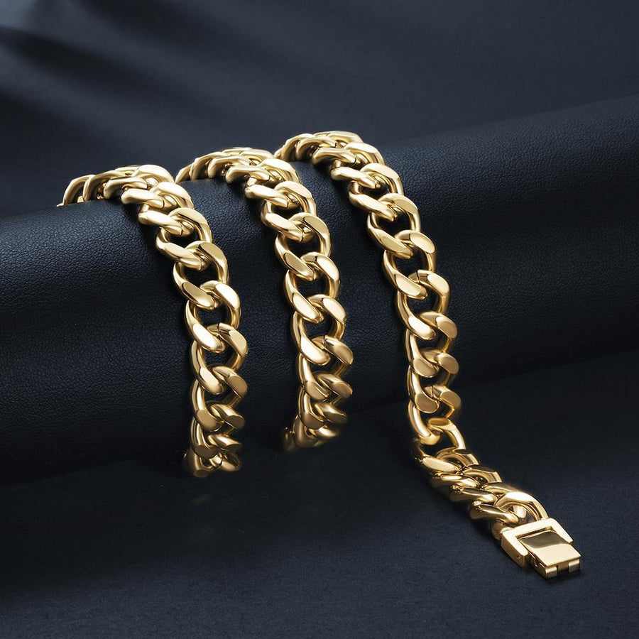 12mm Gold Hip Hop Cuban Chain Necklace - ZAAPLI