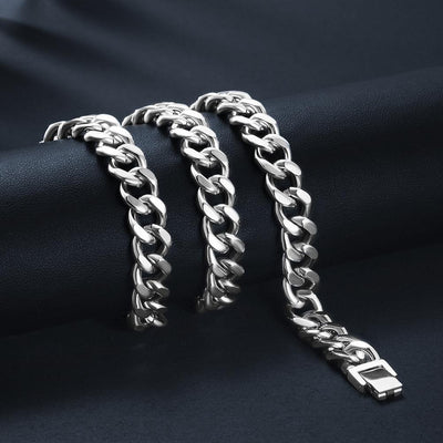 12mm Silver Hip Hop Cuban Chain Necklace - ZAAPLI