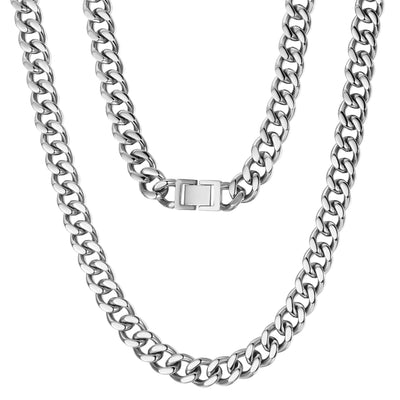 12mm Silver Hip Hop Cuban Chain Necklace - ZAAPLI