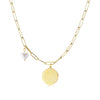 Disc Coin with Love-shaped Pearl Pendant Necklace - ZAAPLI