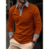 Men's Long-sleeved Polo Shirt Printing Color Contrast Casual - ZAAPLI