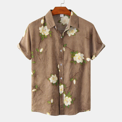 Men's Floral Short-sleeved Shirt Top - ZAAPLI