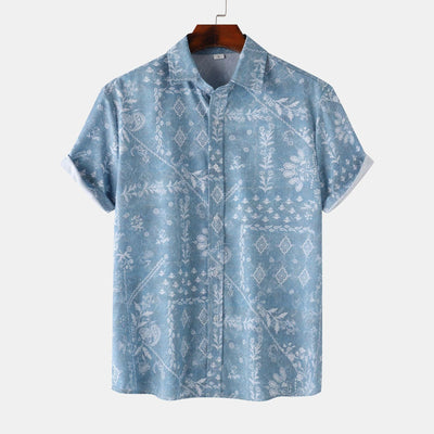 Stand Collar Men's Floral Short Sleeve - ZAAPLI