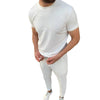 Slim Fit Round Neck Pullover Short Sleeve Ankle-tied Trousers Two-piece Casual Sports Suit - ZAAPLI