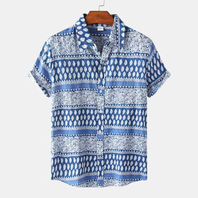 Men's Floral Short-sleeved Shirt Top - ZAAPLI