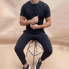 Slim Fit Round Neck Pullover Short Sleeve Ankle-tied Trousers Two-piece Casual Sports Suit - ZAAPLI