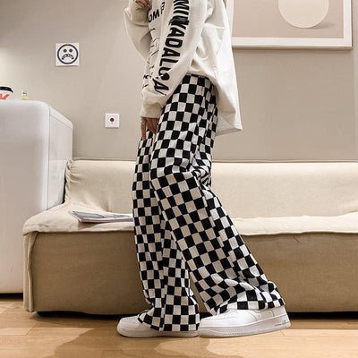 Plaid Casual Pants Men's New Fashion High Waist Drooping - ZAAPLI