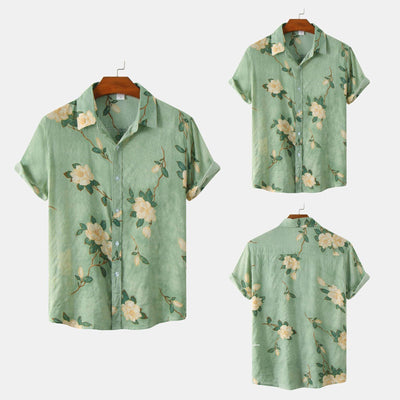 Men's Floral Short-sleeved Shirt Top - ZAAPLI