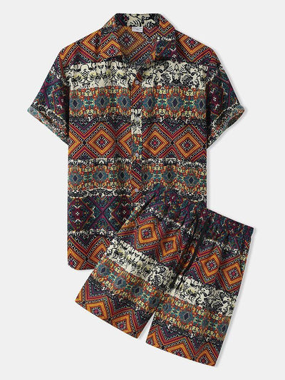 Men's Fashion Printed Short Sleeve Shirt Outfit - ZAAPLI