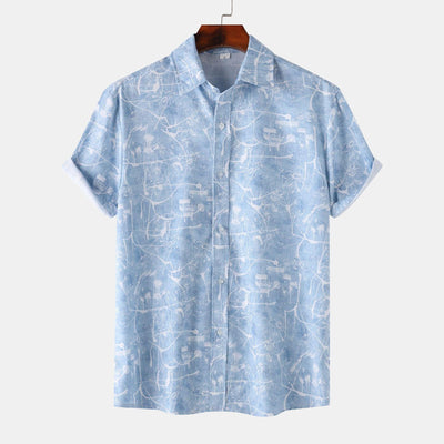 Stand Collar Men's Floral Short Sleeve - ZAAPLI