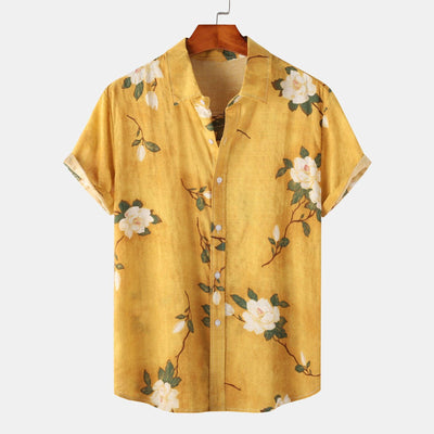 Men's Floral Short-sleeved Shirt Top - ZAAPLI