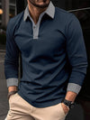 Men's Long-sleeved Polo Shirt Printing Color Contrast Casual - ZAAPLI