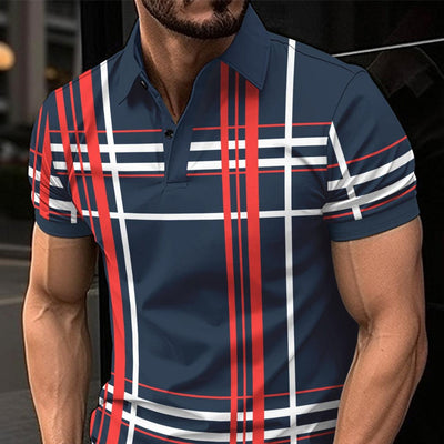 Men's Printed Lapel Button Sport Short Sleeved Shirt - ZAAPLI