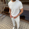 Slim Fit Round Neck Pullover Short Sleeve Ankle-tied Trousers Two-piece Casual Sports Suit - ZAAPLI