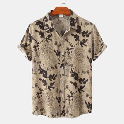 Men's Floral Short-sleeved Shirt Top - ZAAPLI