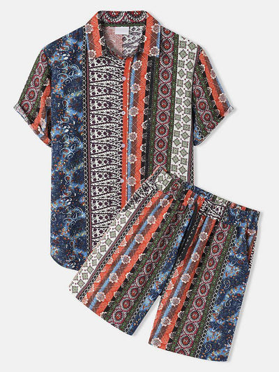 Men's Fashion Printed Short Sleeve Shirt Outfit - ZAAPLI