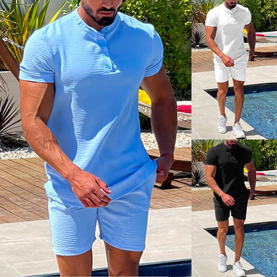 Foreign Trade Men's Short-sleeved Shorts Two-piece Cross-border Suit Wholesale - ZAAPLI