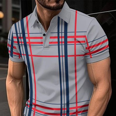 Men's Printed Lapel Button Sport Short Sleeved Shirt - ZAAPLI