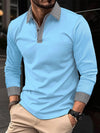 Men's Long-sleeved Polo Shirt Printing Color Contrast Casual - ZAAPLI