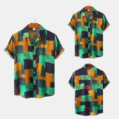 Men's Floral Short-sleeved Shirt Top - ZAAPLI