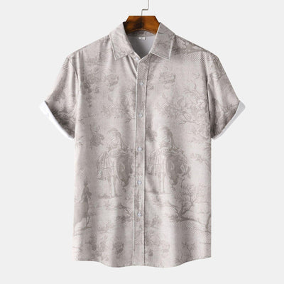 Stand Collar Men's Floral Short Sleeve - ZAAPLI