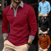 Men's Long-sleeved Polo Shirt Printing Color Contrast Casual - ZAAPLI